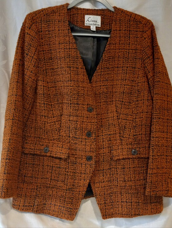 Linea by Louis Dell'Olio Jackets & Blazers - Linea by Louis Dell'Olio Rust Tweedish Bouclé Lined Blazer Size 12 NWOT